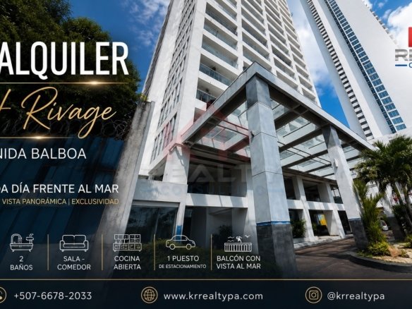 ALQUILER DE APARTAMENTO AMOBLADO EN AVENIDA BALBOA, P.H. RIVAGE VISTA AL MAR